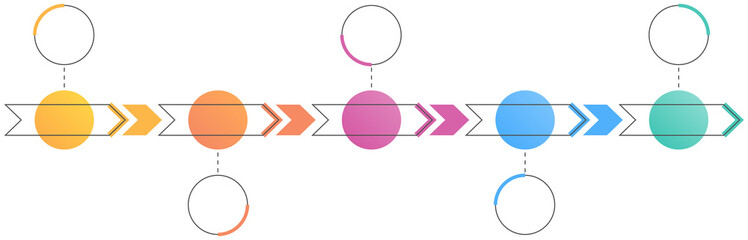Timeline infographics with arrows with 5 steps