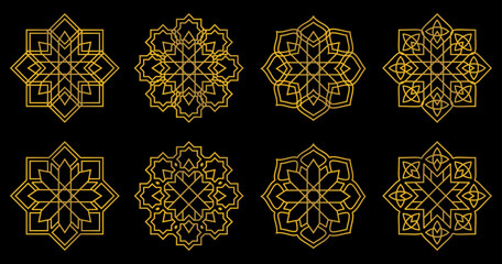 Simple luxury decoration mandala design background, Islamic ornate vector in gold color. design for poster ornaments, banners, greeting cards, social media, web.