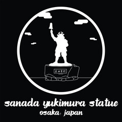 Circle icon line Sanada Yukimura Statue. vector illustration
