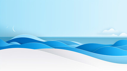 Fototapeta premium abstract blue sea and beach summer background with curvy style