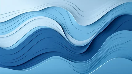 Deurstickers paper cut abstract art background 3d layer blue color © Aura