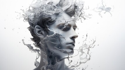 An artistic representation of a human figure with swirling vapors, conveying the fluid and ever-changing nature of human thoughts and emotions.