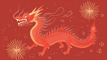 Red New Year background for the Year of the Dragon in 2024
