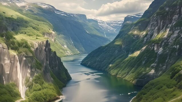 Norway's Geiranger Fjord Seven Sisters Waterfall