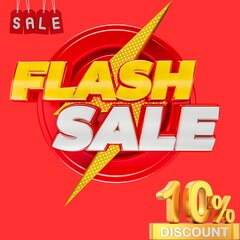 Flash sale promotion. Sale banner with 10 percent off.