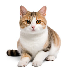 Light brown & white shorthair cat isolate on transparency background png 