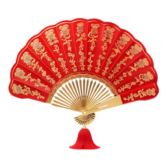 Traditional Chinese Hand Fan Isolated On Transparant Background