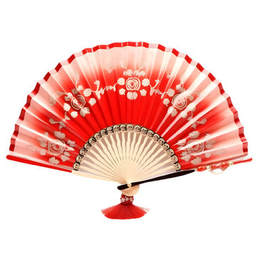 Traditional Chinese Hand Fan Isolated On Transparant Background