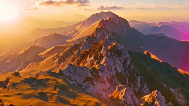 Mountain landscape at sunset panorama from Velk peak