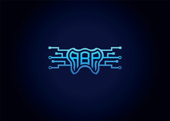 Obraz premium Letter ABP Modern Technology Vector Monogram Dental care shape Logo.