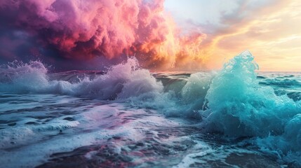 Fototapeta premium The calm yet vibrant clash of sea and sky illustrates the complex spectrum of human emotions.