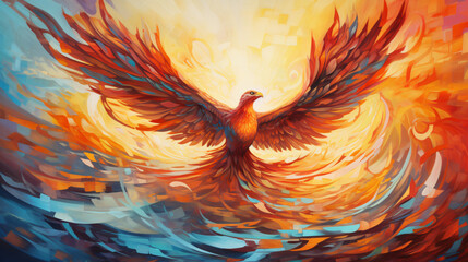 Bath Phoenix flying in the sky illustration
