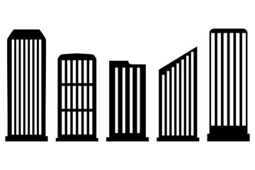 Urban tall building icon set