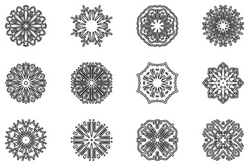 Ornament set icon. Artistic abstract vector