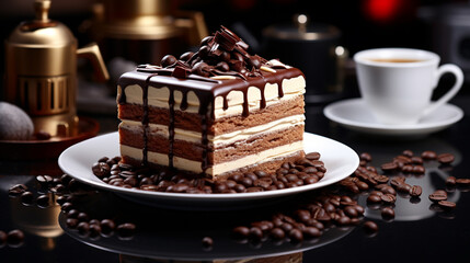 Obraz premium chocolate cake with coffee