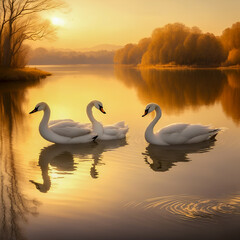 swans on the lake