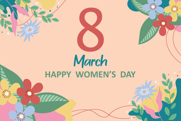 Postcard for the holiday of March 8 with beautiful flowers.