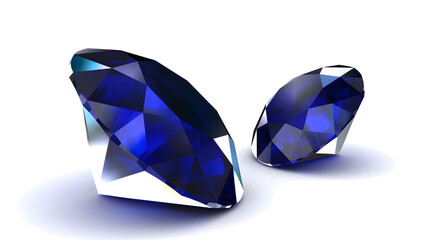 Fototapeta na wymiar blue sapphire on white background (high resolution 3D image)