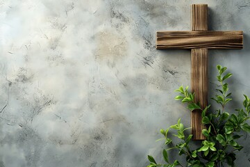 good friday wooden cross background with copy space