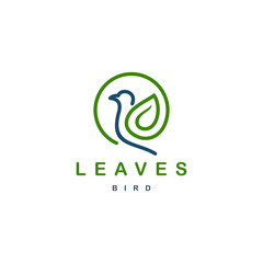 Leaves Birds, Combined Leaf and Bird Become One Concept, Vector Minimalist With Line art style, Modern Logo Design Editable