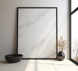 Modern interior design with marble texture and vase