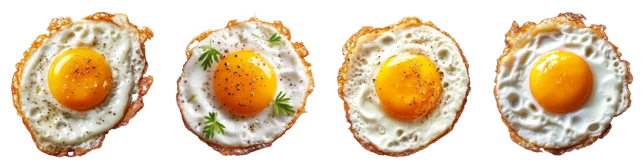 Foto op Aluminium Isolated Fried Egg Top View on transparent Background, PNG Collection © PNGSTOCK