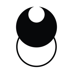Crescent orbit ring astrology space, planets galaxy phases solar system shadow vector illustration flat icon logo web mobile concept design black white isolated background