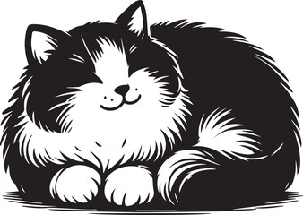 Cat simple black and white illustration