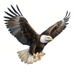A majestic bald eagle soars through the sky