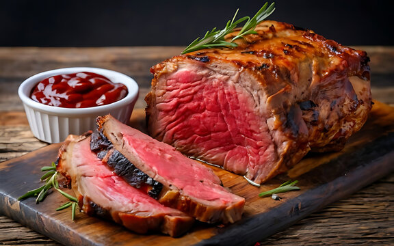 Capture the essence of Roast Beef in a mouthwatering food photography shot