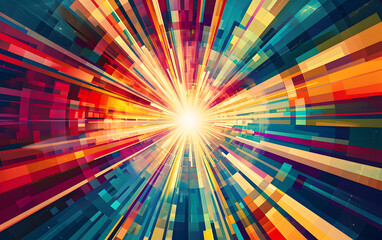 Colorful Abstract Background with Light Burst and Geometric Shapes