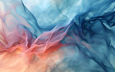 Abstract Blue, Orange and White Flow with Smokey Background