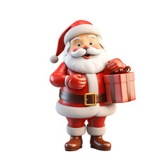 Obraz premium Christmas scene Santa Claus holding gift bag