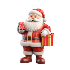 Christmas scene Santa Claus holding gift bag