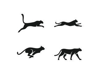 set of cheetah logo vector icon illustration, tiger leopard logo template
