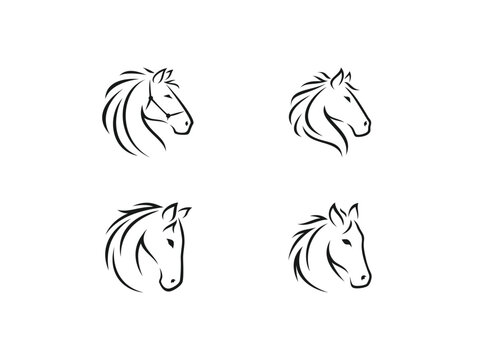 set of horse logo vector icon illustration, logo template