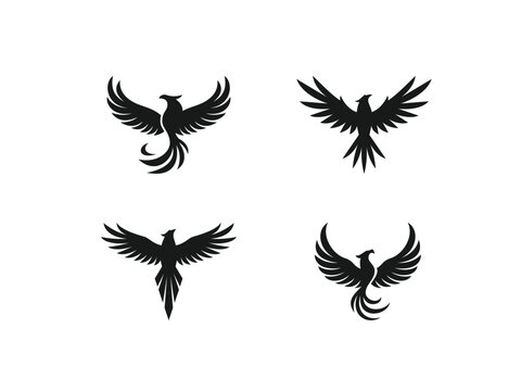 set of phoenix logo vector icon illustration, logo template