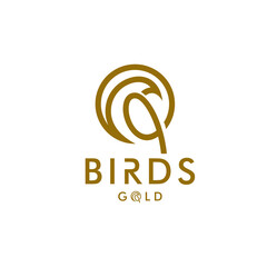 Gold Bird Minimalist, With Line Art style, Modern Vector Logo Design