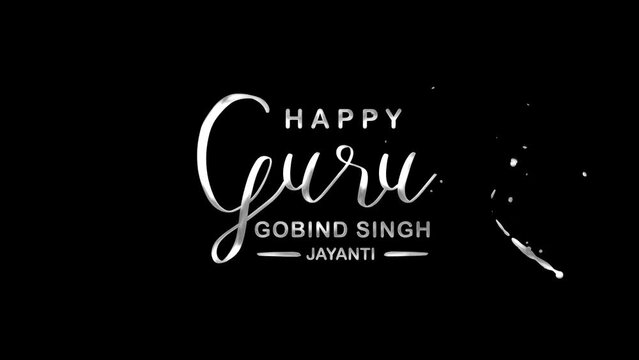 Happy Guru Gobind Singh Jayanti Text Animation on Silver Color. Great for Guru Gobind Singh Jayanti Celebrations, for banner, social media feed wallpaper stories