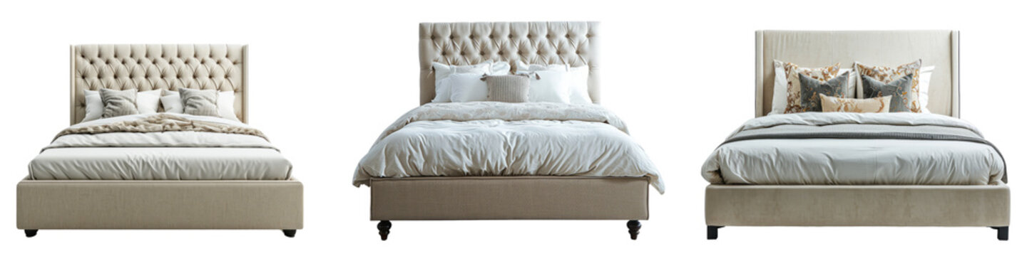 White bed isolated transparent background, PNG Collection