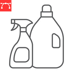 Cleaning products line icon, grocery store and household chemical, washing gel vector icon, vector graphics, editable stroke outline sign, eps 10.