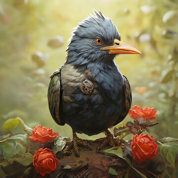 Beautiful free bird art painting images with colorful flowers.