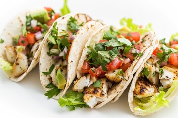 Four Mexican grilled fish tacos