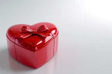 3D Gift Box Heart with Ribbon, Top View, Empty Space, Elegance, isolated background Ai generated