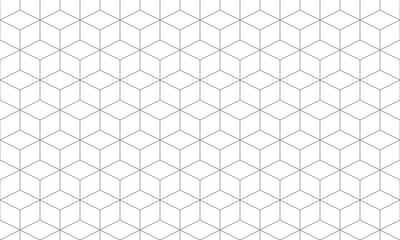 Fototapeta premium Grey outline cube seamless pattern. Vector Repeating Texture.