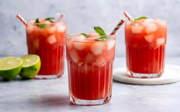 Capture the essence of Watermelon Lime Agua Fresca in a mouthwatering food photography shot