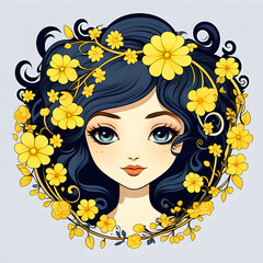 꽃과 사람, 헤어 스타일, 꽃으로 장식된 머리 모양