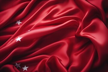 Obraz premium Red silk fabric with white stars