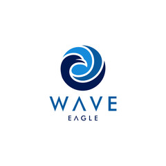 Wave Eagle, Combined Wave and Eagle Become One Concept, Vector Minimalist style, Modern Logo Design Editable