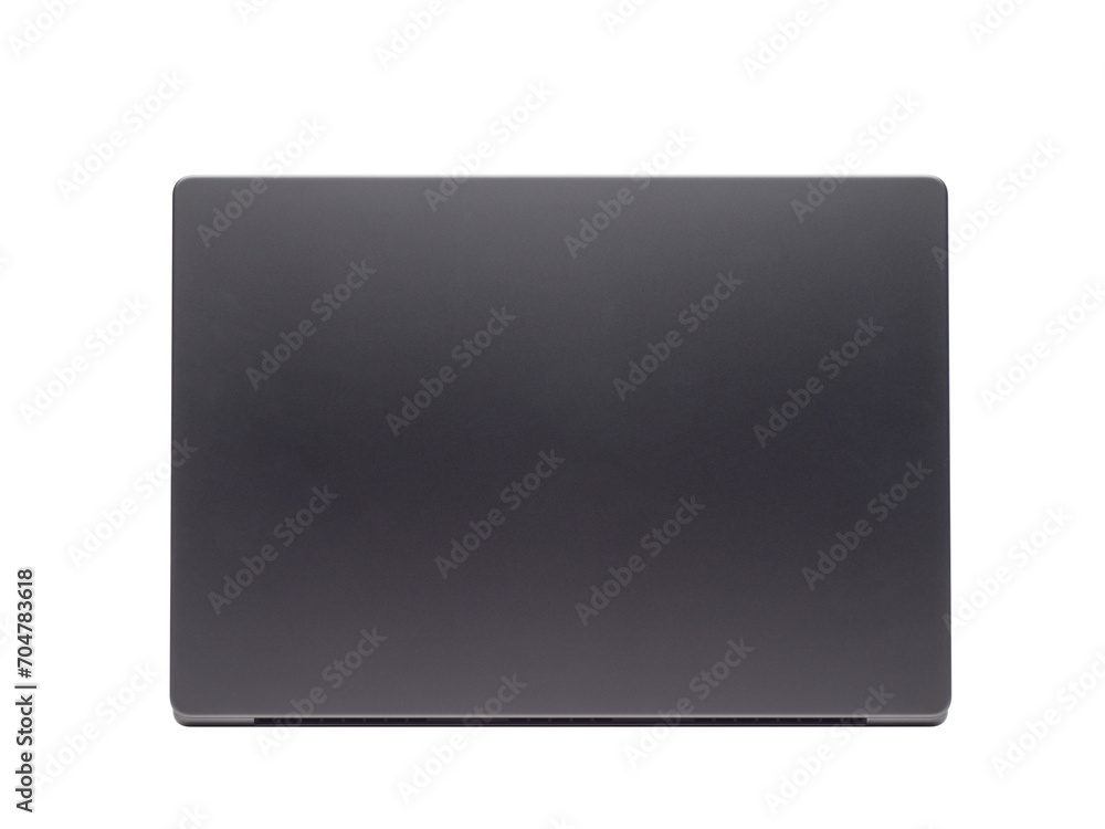 Poster back view of the latest laptop designed to be slim modren , isolated on transparent background with 